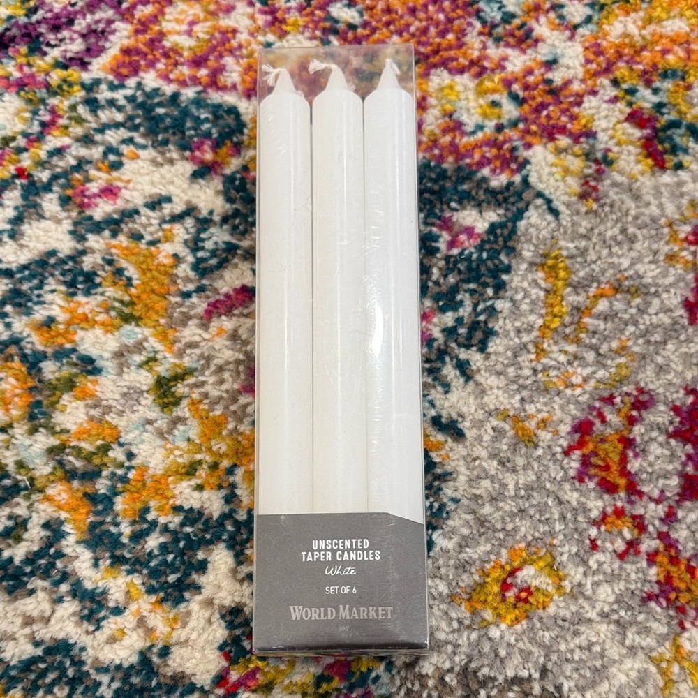 World Market Unscented Taper Candles - White (Set of 6)